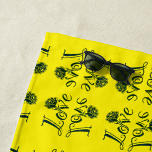 Love Letters: Fusion of Typography and Nature Beach Towel