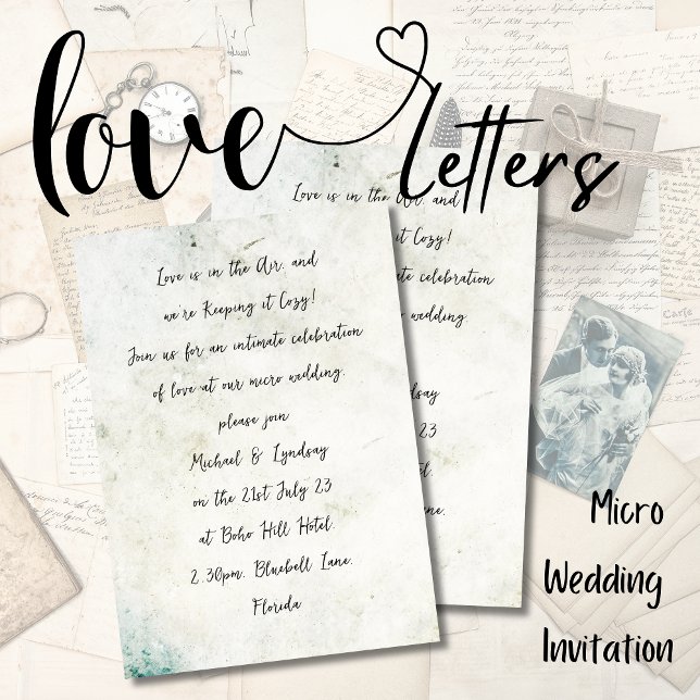 Love Letters MICRO WEDDING Handwritten Distresssed Invitation (Creator Uploaded)