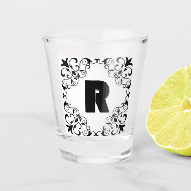 Love Letters "R"  Shot Glass (Front)