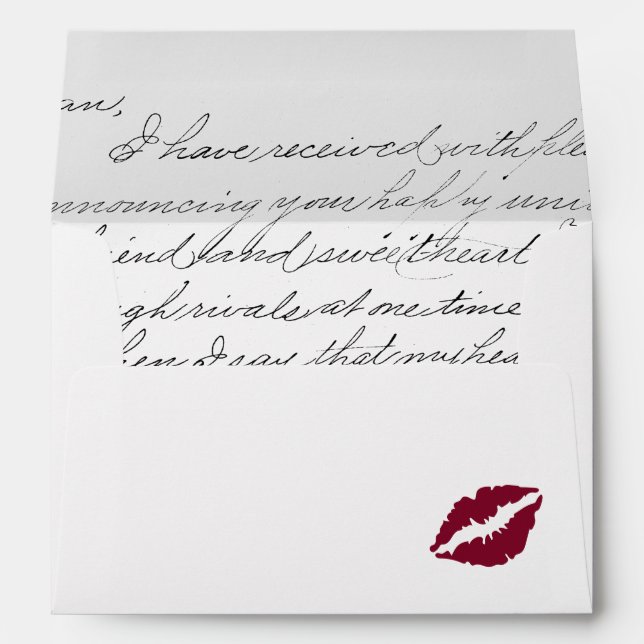 Love Letters Script and Lipstick Kiss Envelope (Back (Bottom))