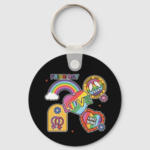 Love. LGBT+Pride. Pride day. Rainbow love. Key Ring