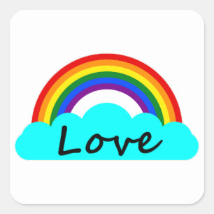 Love - LGBT Rainbow Square Sticker