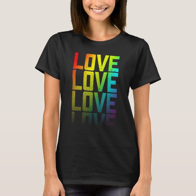 Love Lgbtq+ Rainbow Gay Pride Text Fade Graphic T-Shirt (Front)