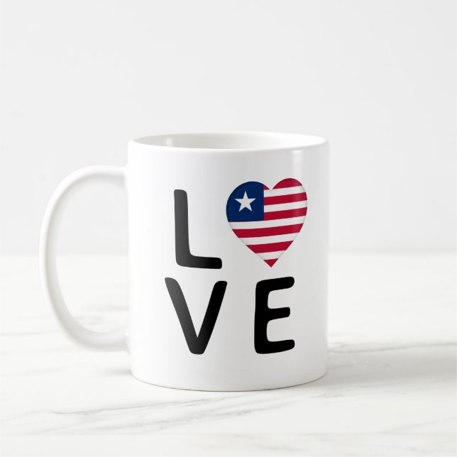 Love - Liberia Flag Coffee Mug (Left)