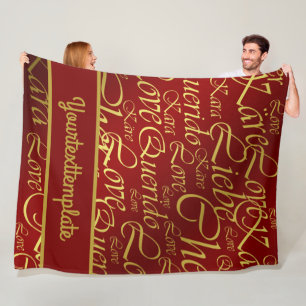 Love,liebe,kara,cher,käre,querido,text,rose,festiv Fleece Blanket