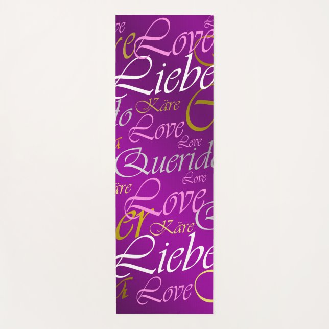 Love,liebe,kara,cher,käre,querido,text,rose,festiv Yoga Mat (Front)