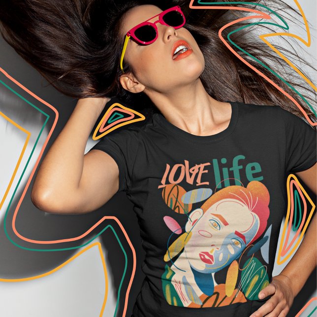 Love Life Colourful Face Motivational T-Shirt (Creator Uploaded)