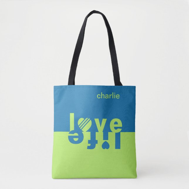 Love / Life custom monogram tote bags (Front)