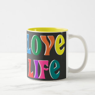 LOVE LIFE! customisable christian message Two-Tone Coffee Mug