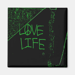 Love Life Graffiti Magnet - Neon Green