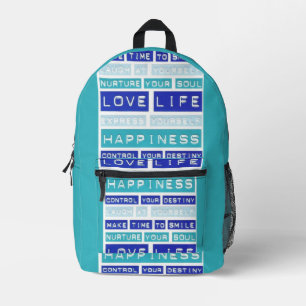 Love Life Motivational Quotes Blue Backpack