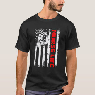 Love Life Nurse 4th Of July American Flag Patrioti T-Shirt
