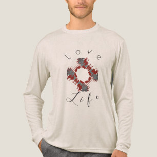"Love Life" Red Slate Blue Wreath Abstract Motif Tri-Blend Shirt
