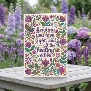Love, Light and Healing Vibes Boho Folk Art Card