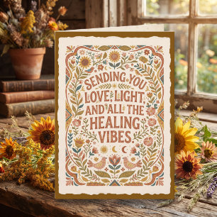 Love, Light and Healing Vibes Folk Art Card