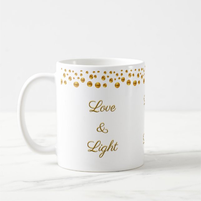 Love & Light Gold Dots Confetti Coffee Mug (Left)