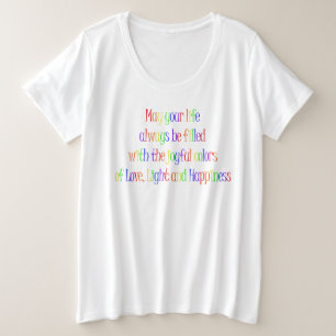 Love, Light, Happiness Quote Happy Holi Wish Plus Size T-Shirt