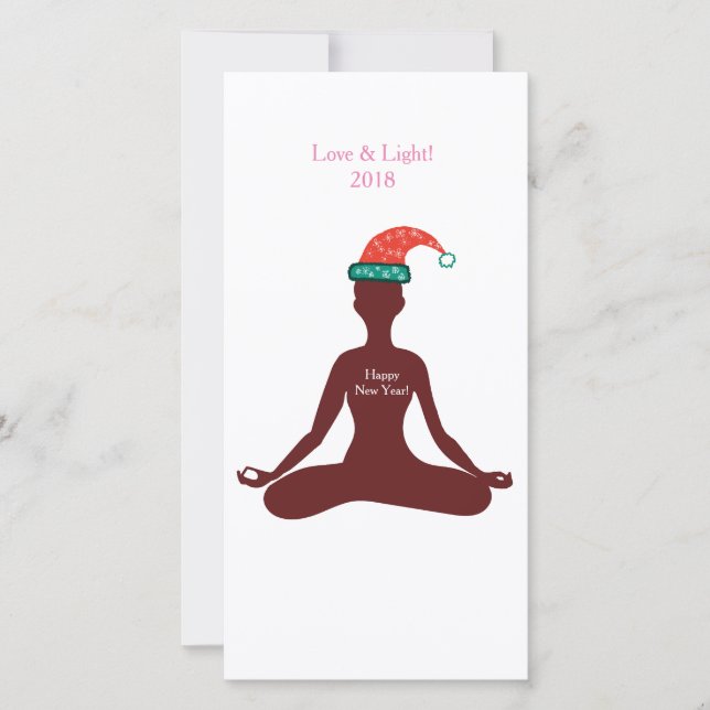 Love Light Happy Yoga New year Invitation Card (Front)