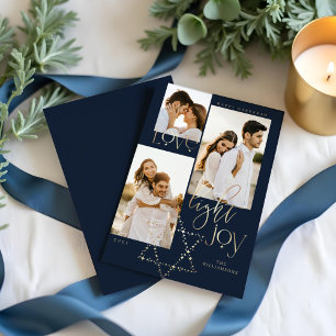 Love Light Joy Star David Hanukkah Photo Collage Holiday Card