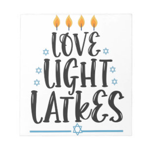 Love Light Latkes Funny Hanukkah Jewish Holiday Notepad