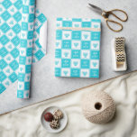 Love & Light | Modern Hanukkah Menorah Wrapping Paper<br><div class="desc">Wrap your Hanukkah gifts in style with this beautiful chequered wrapping paper! Design features alternating bright turquoise and white squares with turquoise menorah illustrations and "Love and Light" in modern white block lettering.</div>