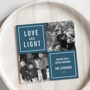 Love & Light Modern Hanukkah Photo Holiday Card