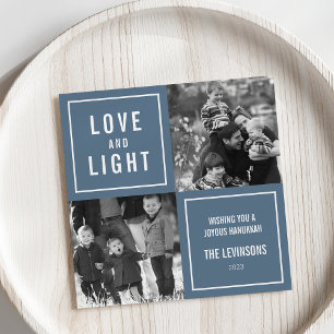 Love & Light Modern Hanukkah Photo Holiday Card