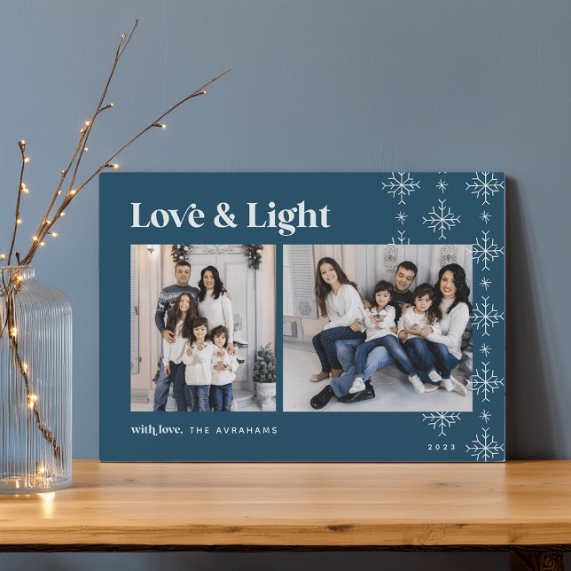 Love & Light | Modern Snowflakes Hanukkah Holiday Card (Creator Uploaded)
