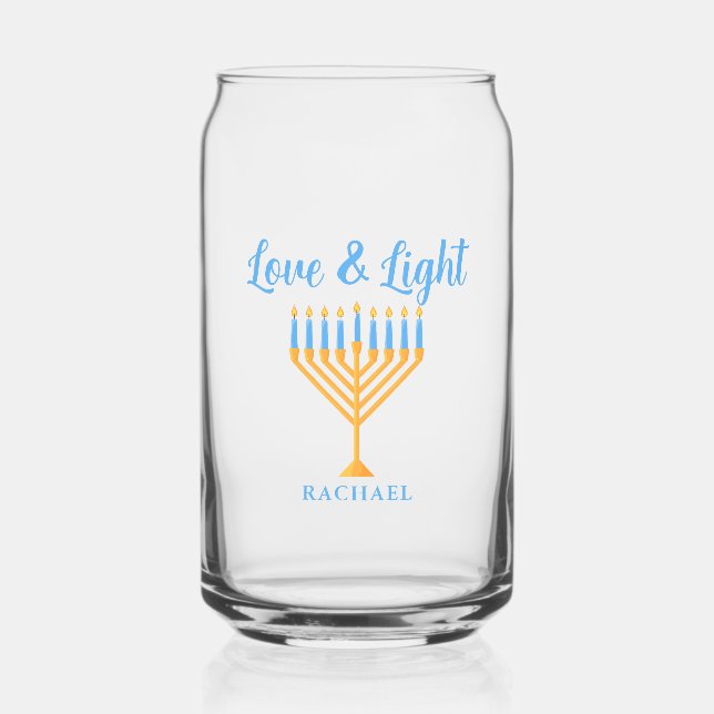 Love & Light Personalized Hanukkah Menorah Gift Can Glass (Front)