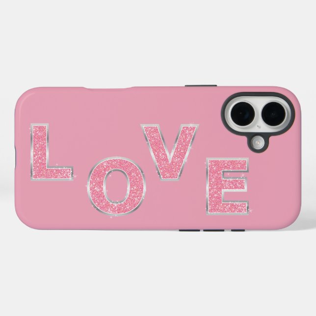 Love Light Pink Glitter Case-Mate iPhone Case (Back (Horizontal))