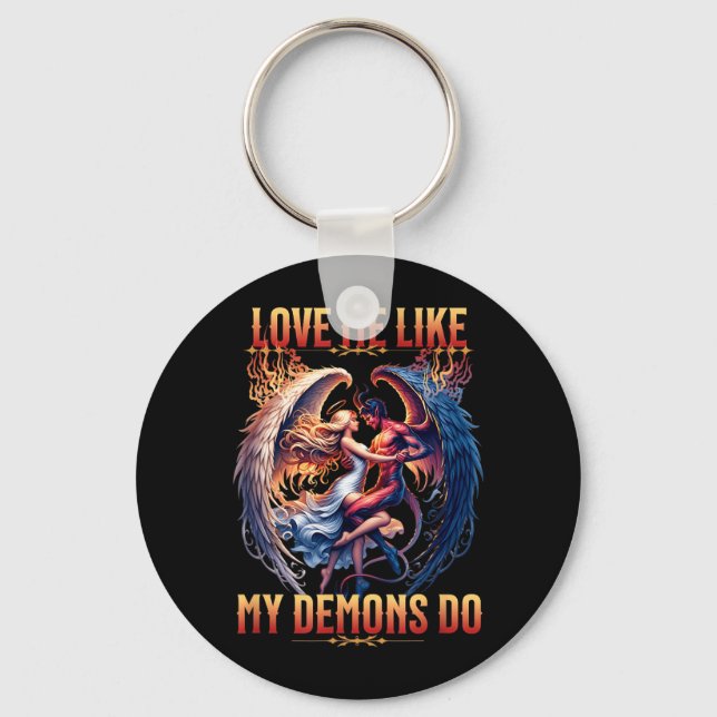 Love Like Demons Do Devil Angel Halloween Goth Key Ring (Front)