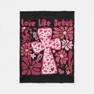 Love Like Jesus Black Boho Modern Religious God Ch Fleece Blanket