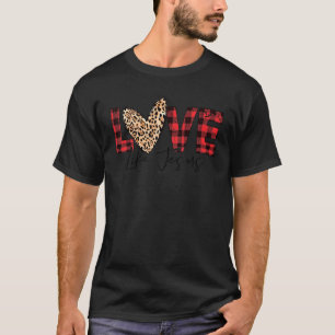 Love Like Jesus Buffalo Plaid Leopard Valentines D T-Shirt
