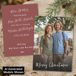 Love Like Jesus Chic White Script Christmas Photo Holiday Card