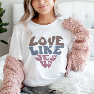Love Like Jesus Christian Faith Retro Heart T-Shirt