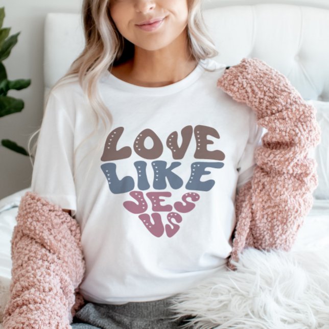 Love Like Jesus Christian Faith Retro Heart T-Shirt (Creator Uploaded)