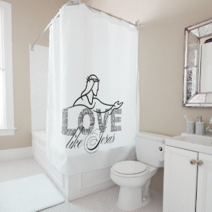 Love Like Jesus Christian Typography Design Shower Curtain