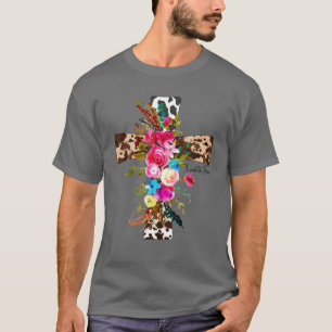 Love Like Jesus Leopard Floral Cross Christian Eas T-Shirt