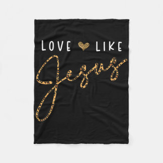 Love Like Jesus Leopard Heart Christian Faith Beli Fleece Blanket