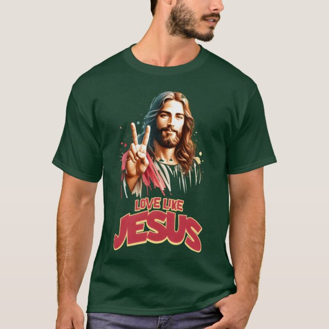 Love Like Jesus Movie Poster Style funny T-Shirt (Front)