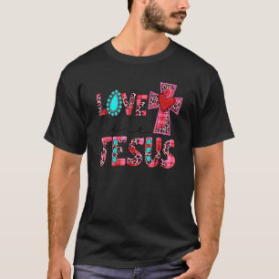 Love Like Jesus Valentines Day Christian Pink Leop T-Shirt