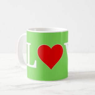 LOVE Lime Green Modern Coffee Mug