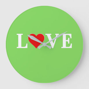 LOVE Lime Green Modern Large Clock