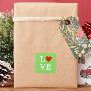 LOVE Lime Green Modern Square Sticker