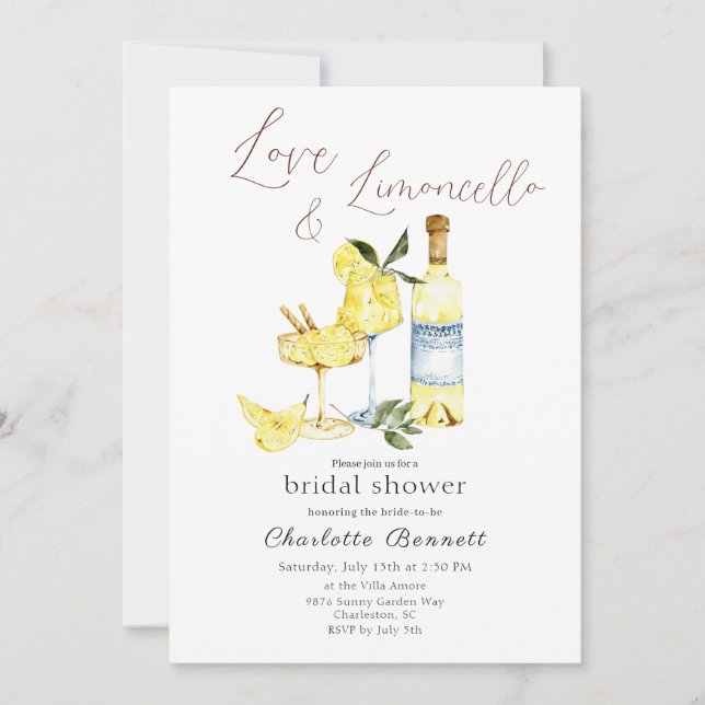Love Limoncello Cocktail Bridal Shower Invitation (Front)