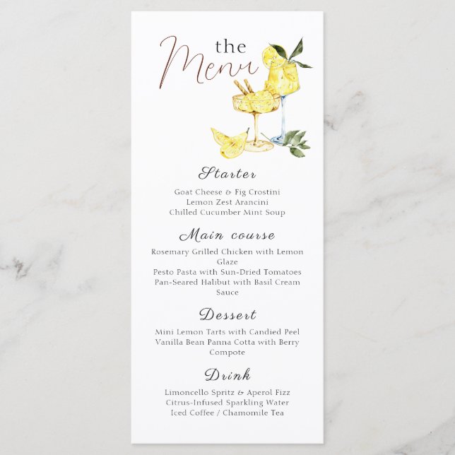 Love Limoncello Cocktail Bridal Shower Menu (Front)