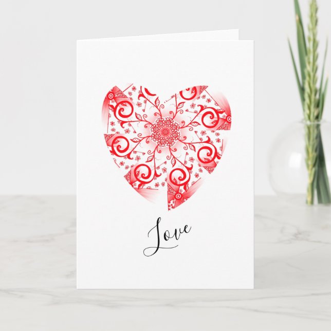 Love Line tangle red valentine heart design Card (Front)