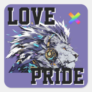 LOVE × LION Ver. B - Custom スケートボード Square Sticker