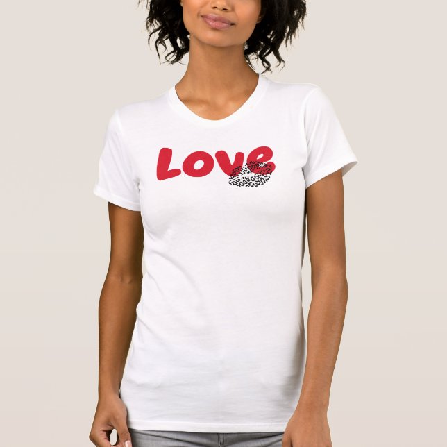 Love Lips Leopard Graphic, Valentines Day T-Shirt (Front)