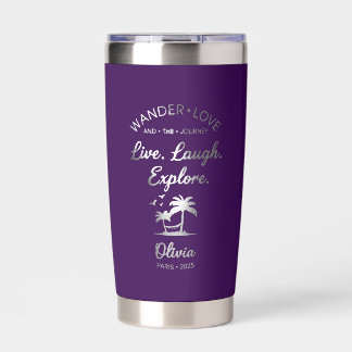 Love Live Laugh Explore Purple Travel Tumbler